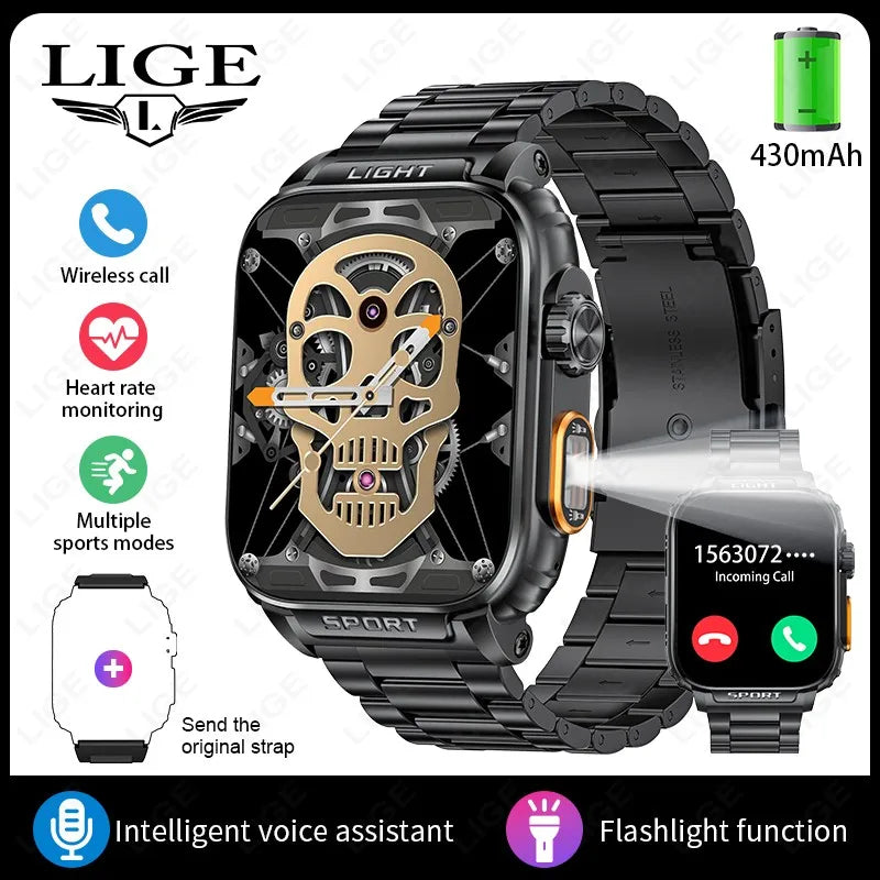 LIGE Neue 1,91 Zoll HD Smart Uhr Bluetooth Anruf 430 Mah Große Batterie Sport Fitness Tracker Smartwatch Band Für Huawei Xiaomi