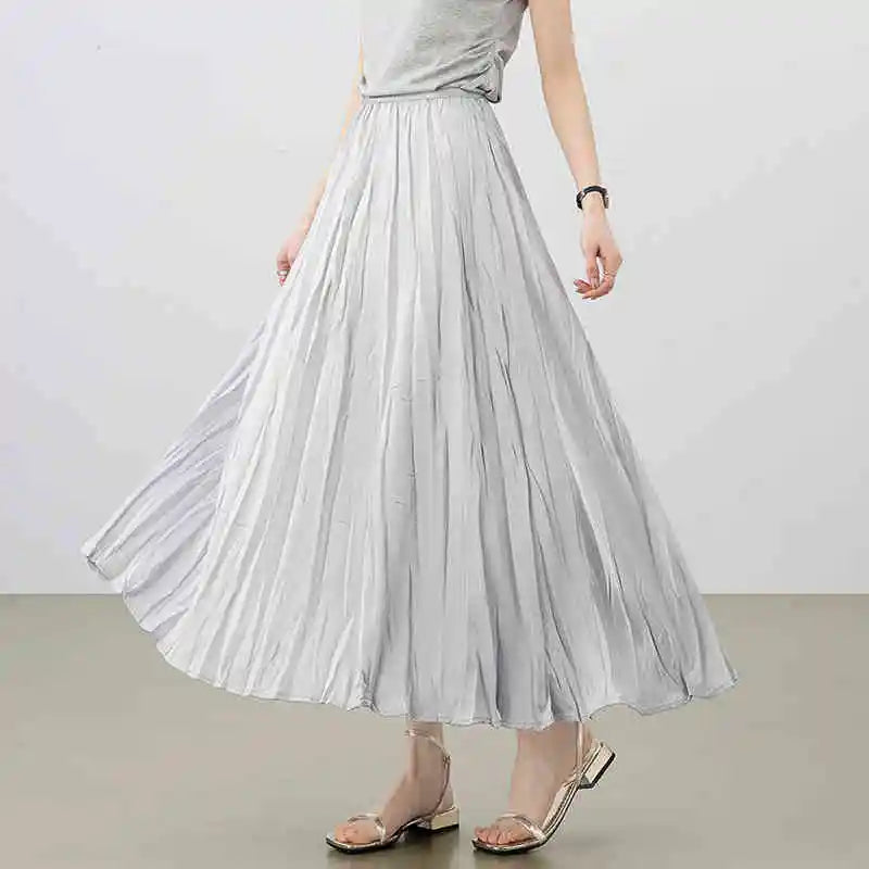 Damen Rock im eleganten A-Linien-Stil mit elastischer Taille und Falten