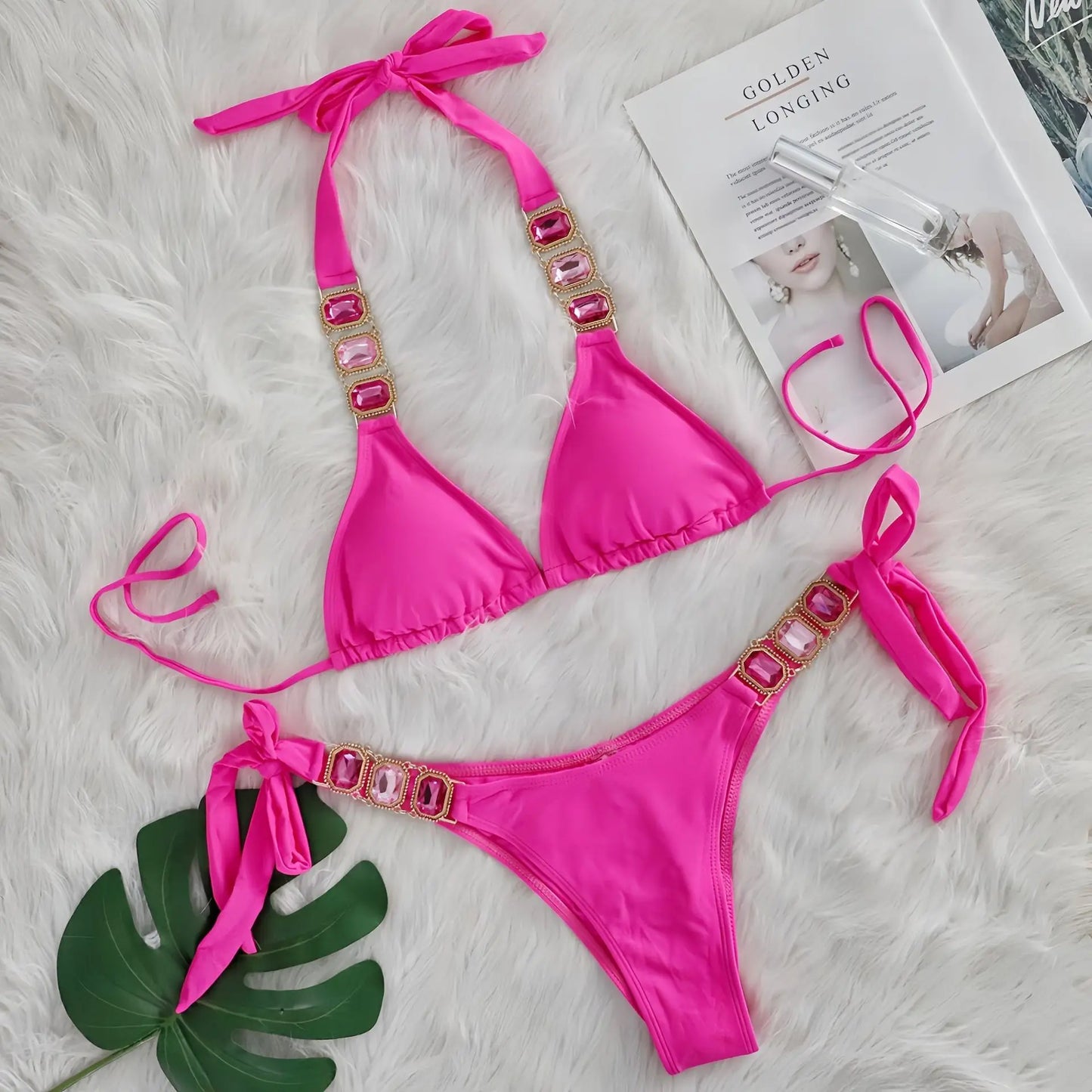 Brauner Push-Up-Bikini im brasilianischen Stil für Damen – ideal für Strand und Pool