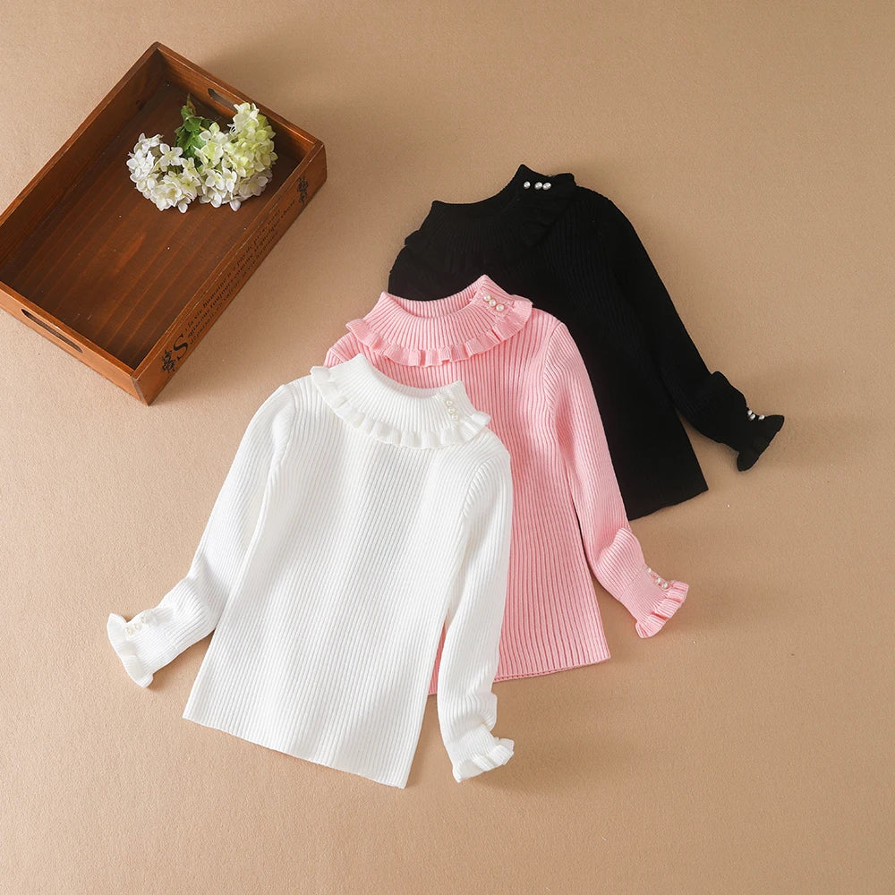 Mädchen Pullover 2024 Neue Winter Kinder Kleidung Kinder Tops Warme Strickwaren Kinder Pullover Baby Mädchen Rollkragen Pullover