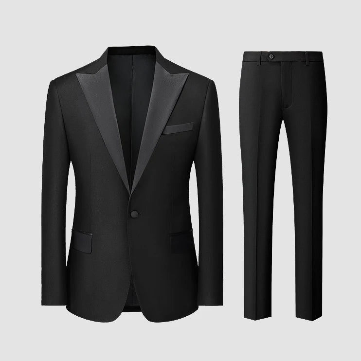 Lange Herren-Anzughose aus 50% Wolle, Slim Fit, tiefblau – ideal für Hochzeit, Büro und Alltag im Herbst und Frühling.