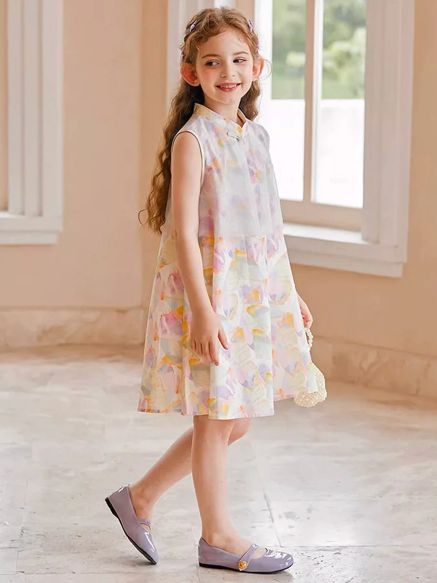 Ärmelloses Mädchen-Kleid mit Pailletten für Geburtstag oder Hochzeit in Weiß, Rosa und Dunkelgrün – festliche Kinderbekleidung
