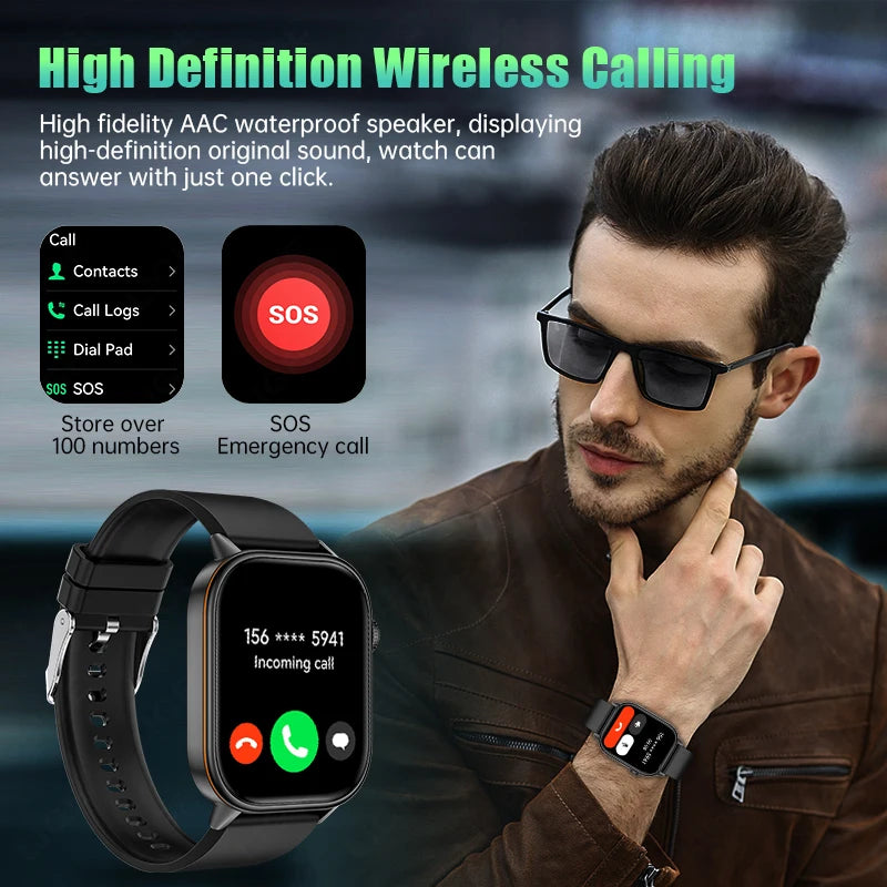 Männer GPS Smart Uhr mit 2,01 Zoll HD Bildschirm und Herzfrequenzmesser