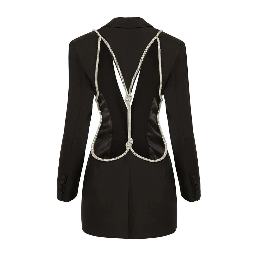 Elegantes Midi-Kleid mit Pailletten und Patchwork, schulterfrei und langärmelig – figurbetontes Design für Damen.
