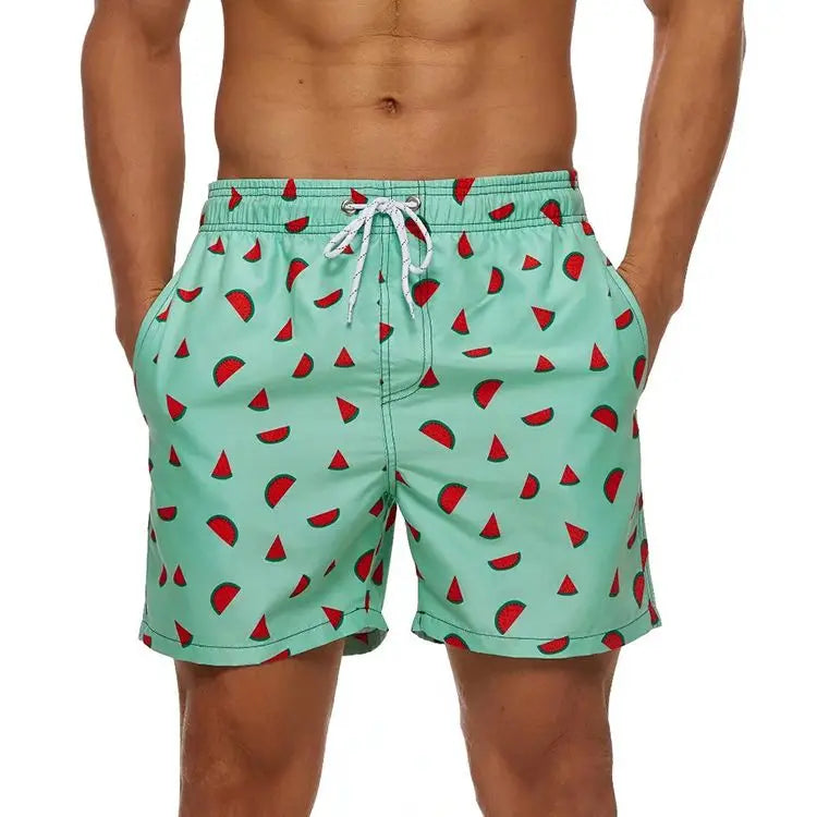 Herren-Badeshorts mit Farbverlauf, schnelltrocknend, mit Reißverschlusstaschen und Mesh-Futter – modische Schwimmshorts für den Strand