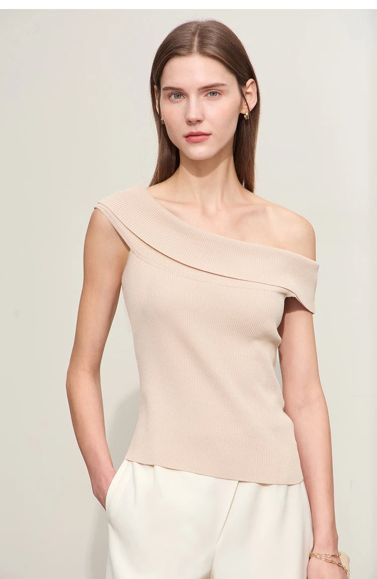Damen Strickpullover im minimalistischen Stil mit schickem Slash Neck Design