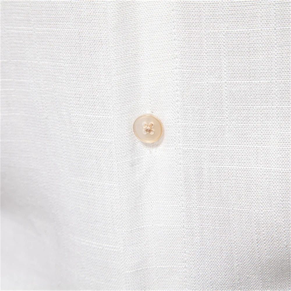 Herren Langarmhemd aus einfarbigem Leinen mit lässigem Button-Down-Kragen