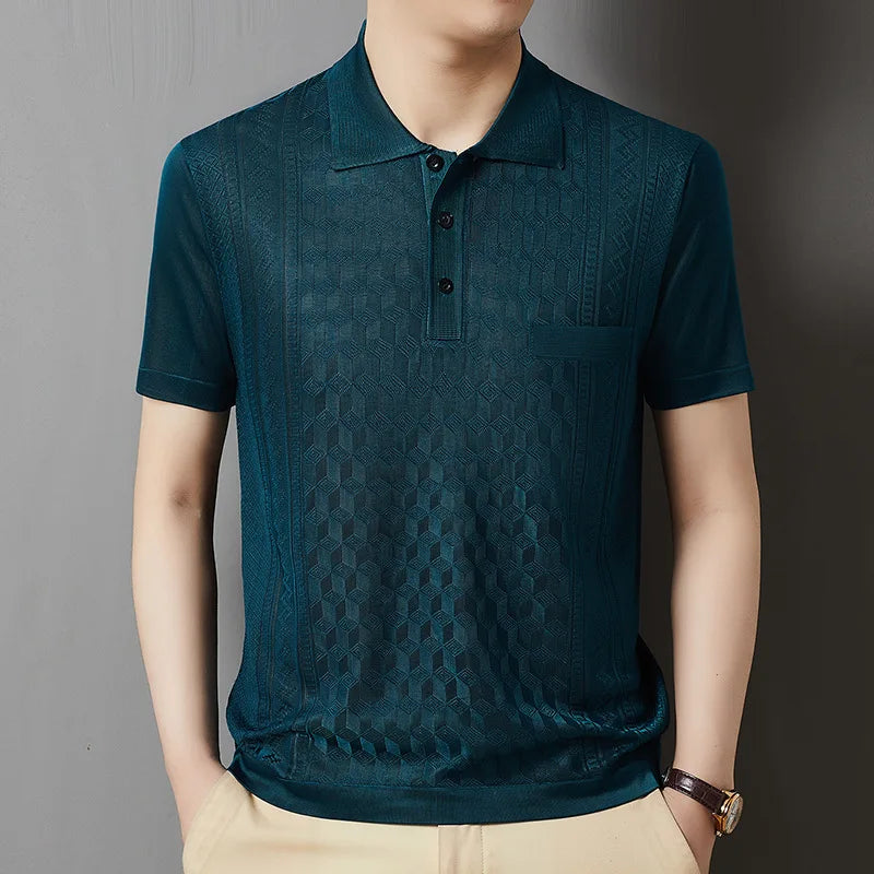 Kurzes Herren-Poloshirt mit Perlenkragen – ideal für Sport und Freizeit im Sommer