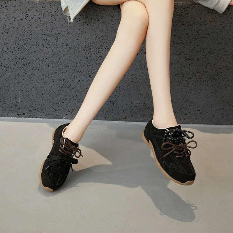 AIYUQI frauen Turnschuhe 2025, Neue Nicht-slip Deutsch Training Schuhe Für Frauen Flache Große-größe Echtes Leder Laufschuhe weibliche Schuhe