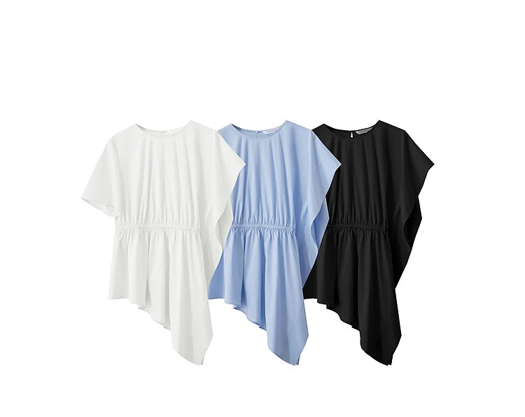 Damen T-Shirt mit rundem Hals und asymmetrischem Design für den Sommer