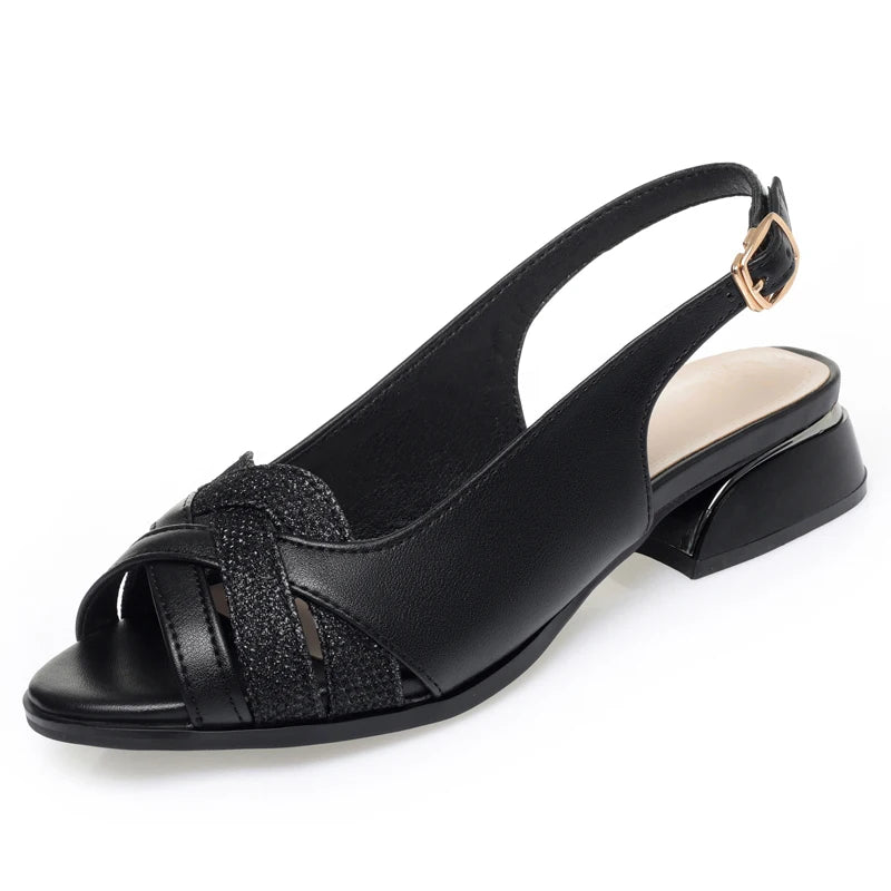 AIYUQI Sandalen Frauen Sommer 2024 Neue Echtes Leder frauen Sandalen Große Größe Fishmouth Mode Kleid Frauen Sandalen