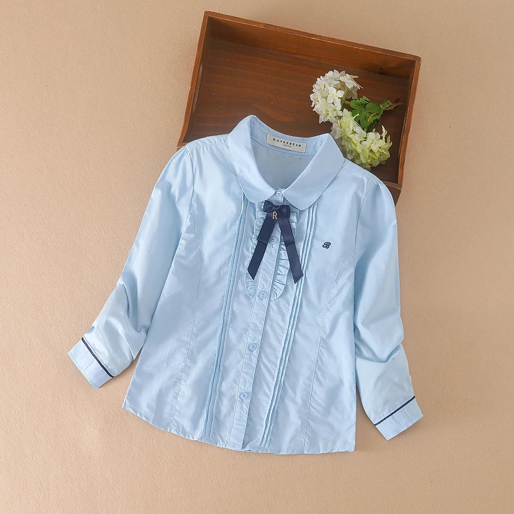 Mädchen Blusen Hemden Schuluniform für Kinder Frühling Herbst Langarm Hemden Teen Kinder Top Kleidung