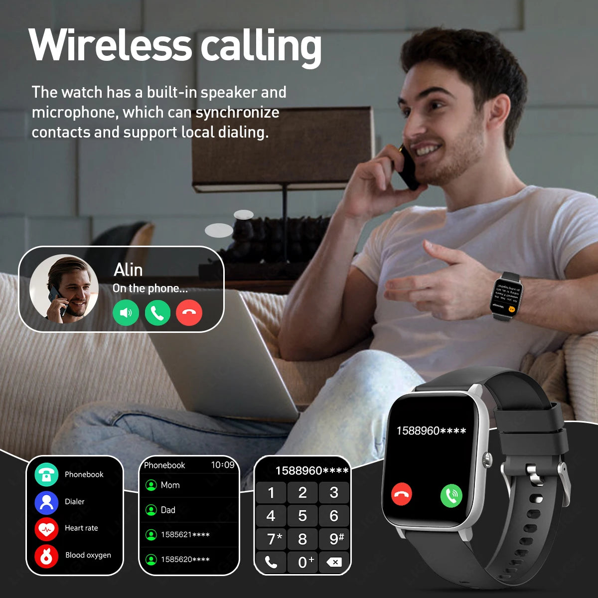 LIGE Voice Calling Smart Watch Ultra 1,85" HD-Bildschirm Schlafgesundheitsmonitor Sport DIY Zifferblätter Smartwatch Wasserdichte Uhren