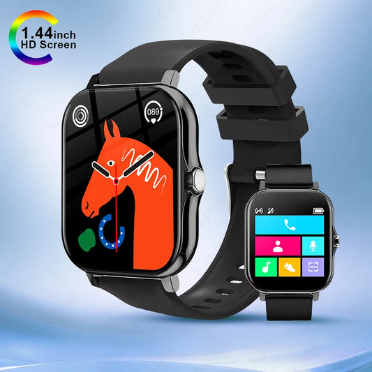 LIGE 1,44 Zoll Full Touch Screen Smart Uhr Bluetooth Anruf BT Musik EKG Gesundheit Überwachung Männer Frauen Smartwatch Für IOS Android