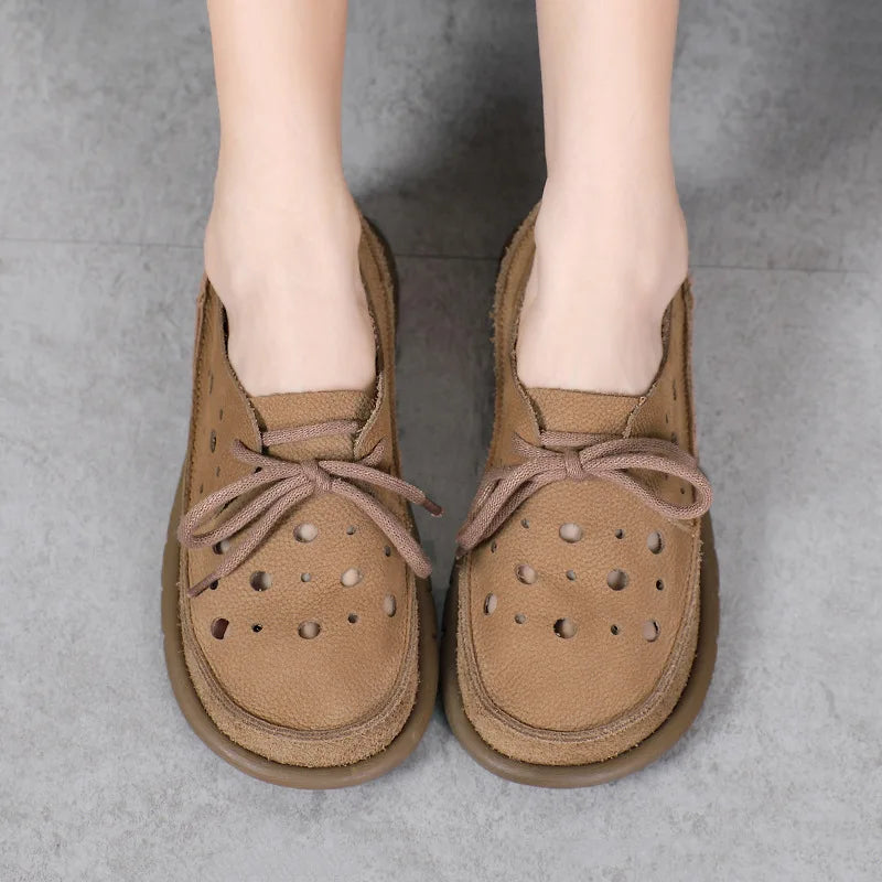 AIYUQI 2025, neue flache Damensandalen, rutschfeste Schnür-Loafer mit weichen Sohlen für Damen, Sommer-Strandschuhe mit großem Loch für Damen
