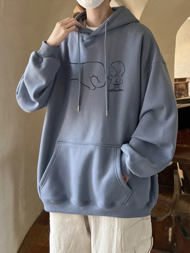 Herbst Cartoon Kawaii bedruckte Hoodies für Männer neue y2k Streetwear übergroße Pullover Sweatshirts Hombre Fleece Hoody Kleidung