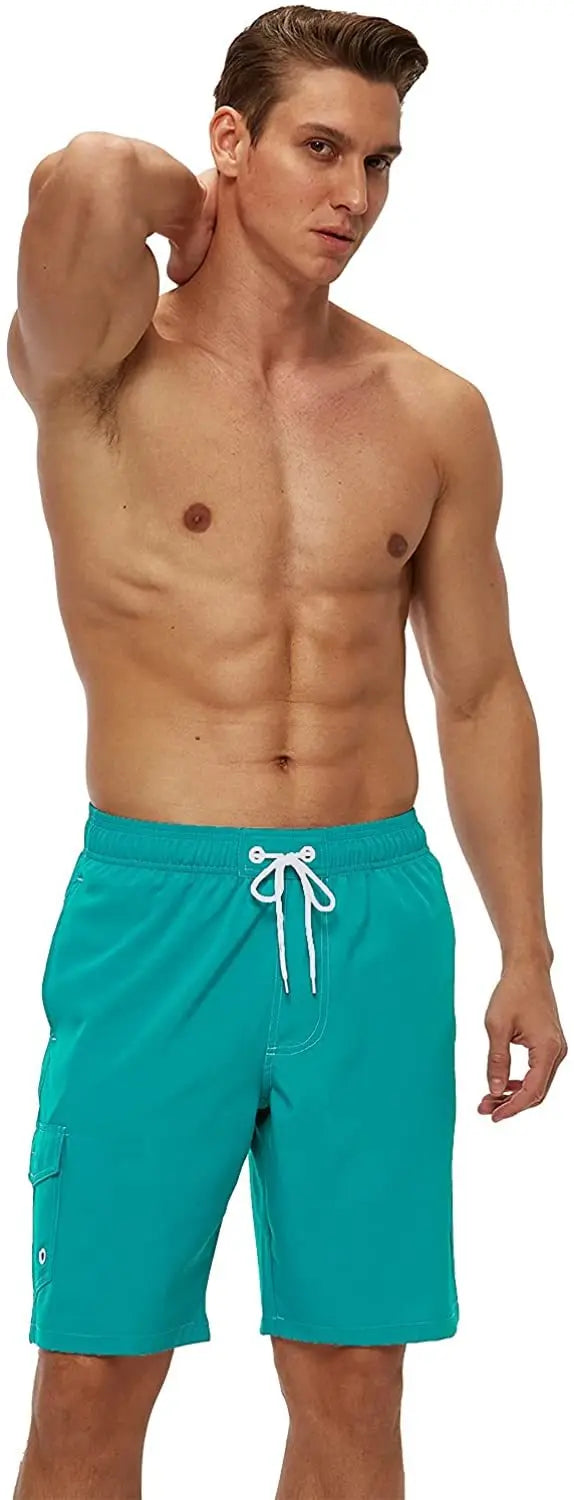 Herren-Badeshorts mit Reißverschlusstaschen und Mesh-Futter – schnelltrocknend für Strand und Sport