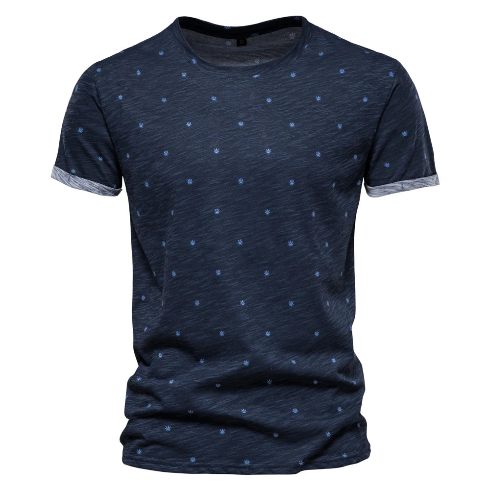 Herren T-Shirt mit Dot-Druck und kurzen Ärmeln aus 100 Prozent Baumwolle