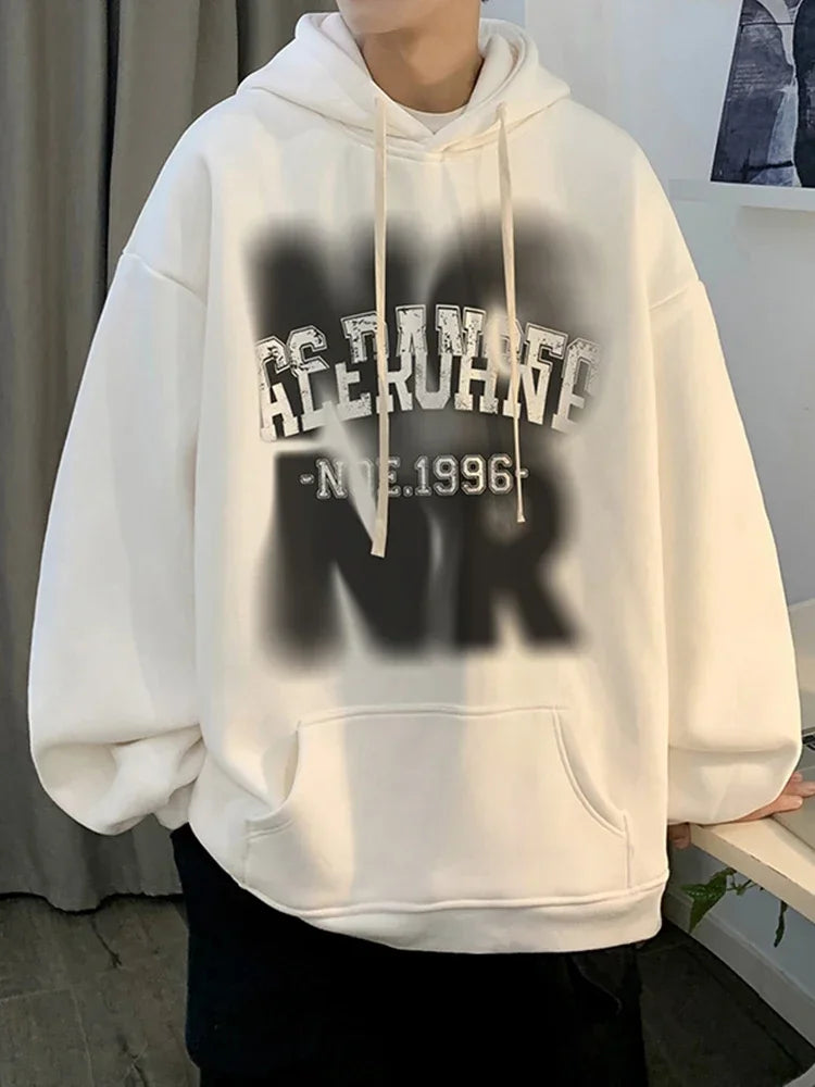 Herren Hoodies mit Goth Brief Drucken und Kapuze im Vintage-Stil