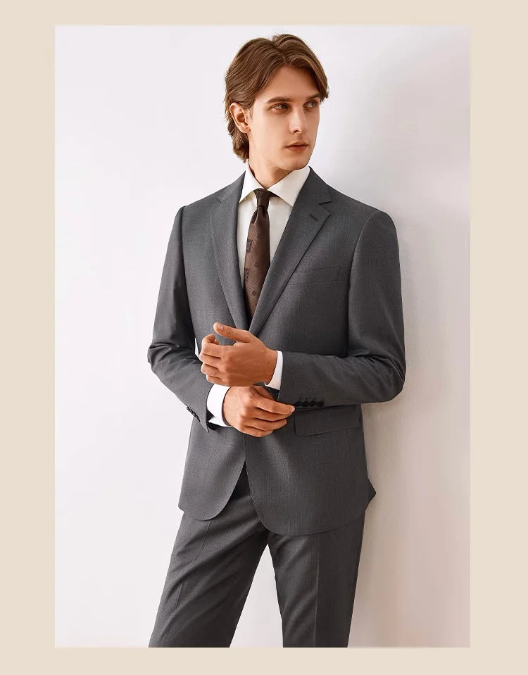 Eleganter Herrenanzug aus 70% Wolle in Tiefblau – Slim Fit, Doppelreihig, mit Weste und Hose – Perfekt für Hochzeiten und formelle Anlässe