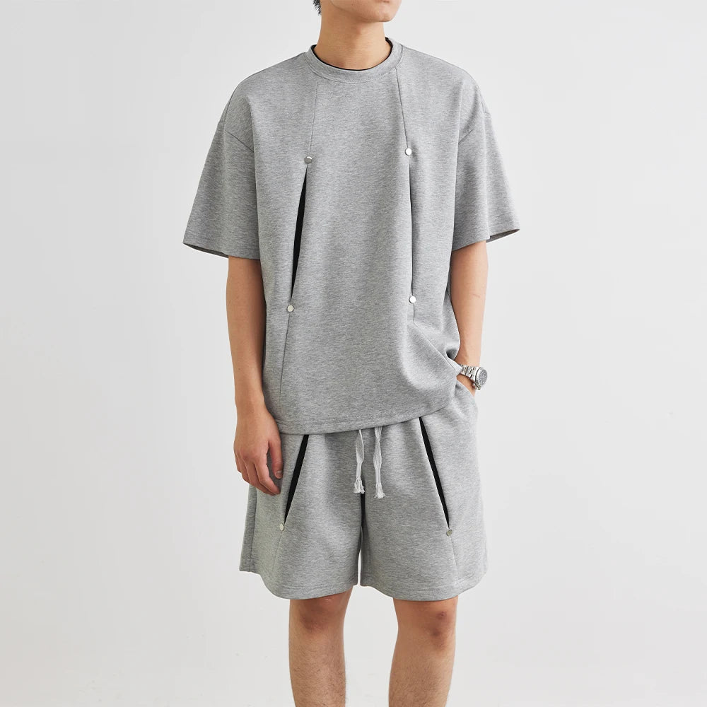 Herren Kurzarm T-Shirt Set mit elastischer Taille und praktischen Taschen