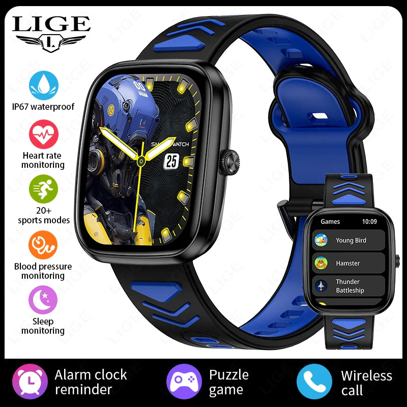 LIGE Neue Kind Smart Uhr Kinder Anruf Gesundheit Monitor Wasserdichte Smartwatch Wecker Student Uhren Kinder Jungen Mädchen Geschenk