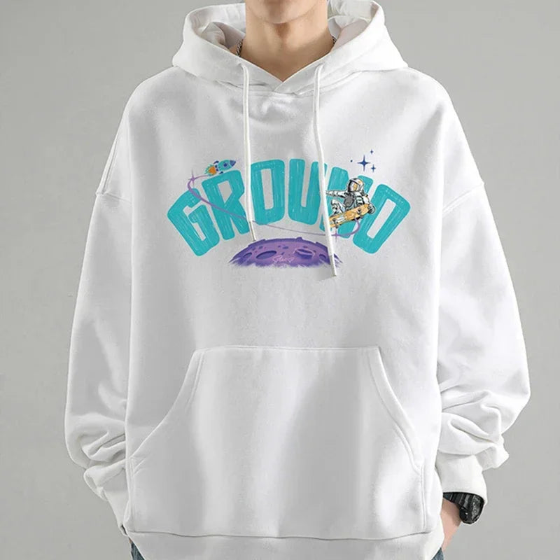 Herbst Cartoon Astronaut Gedruckt Hoodies Für Männer Neue Hip Hop Mode Streetwear Mit Kapuze Sweatshirt Y2K Vintage Pullover Hoody