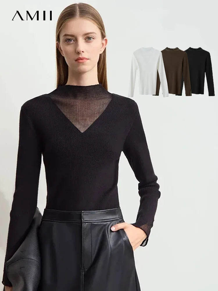 Damen Rollkragenpullover mit transparentem Panel aus der Winterkollektion 2024