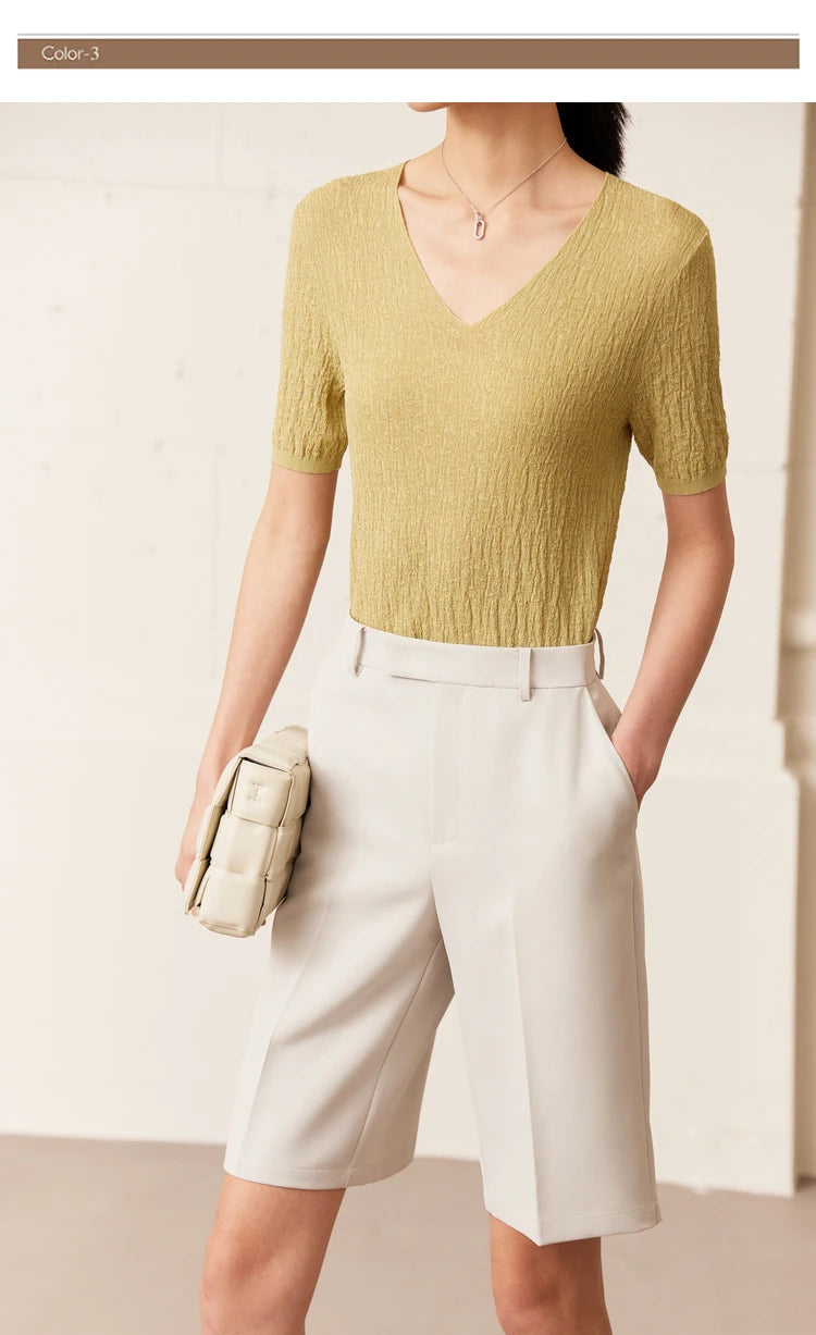 Damen Shorts im minimalistischen Stil mit hoher Taille für das Büro