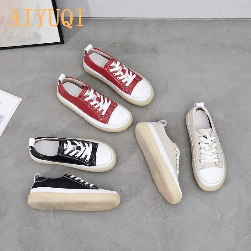 AIYUQI Damen Spring Shoes Leder Wasserdicht Flach