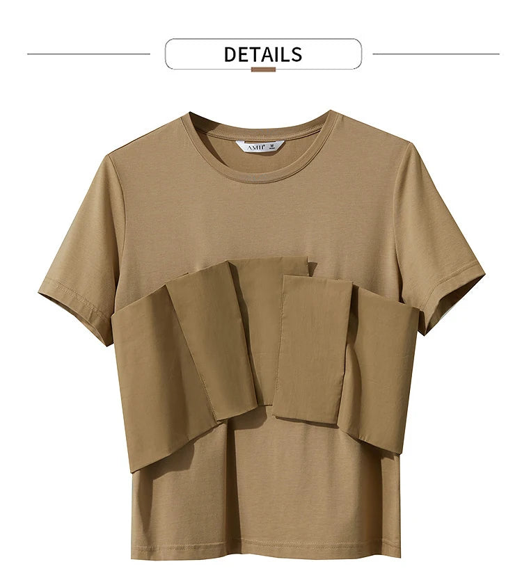 Damen T-Shirt im minimalistischen Stil mit lässigem Komfort und geradem Spleißen