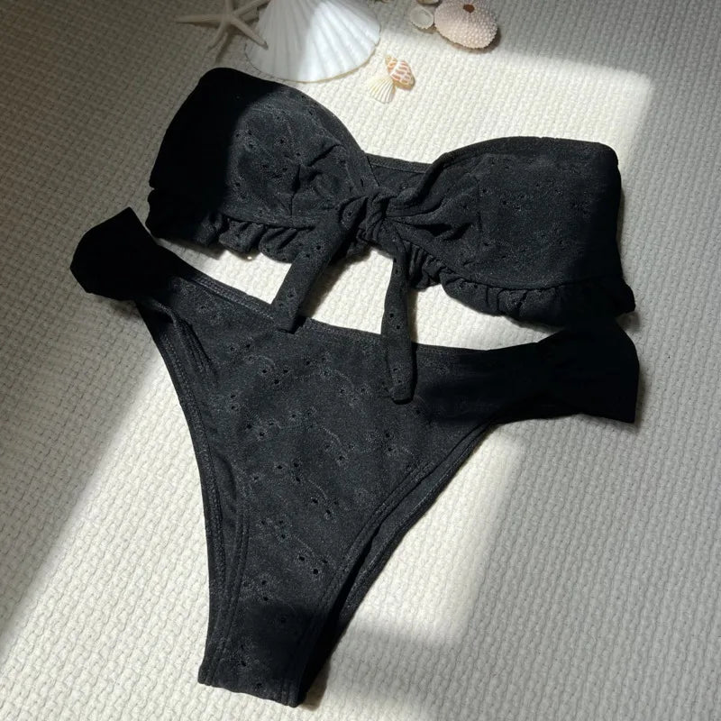 Gestreiftes sexy Bikini-Set mit Push-up-Effekt – ideal für Strand und Pool