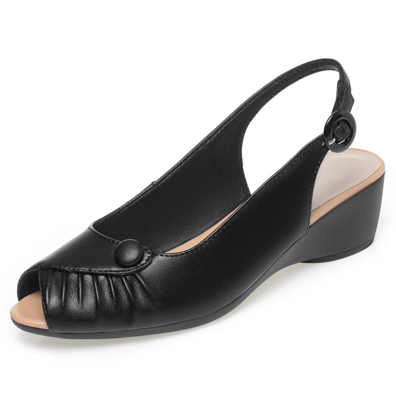 AIYUQI 2025, neue frauen sandalen Keil ferse fisch mund weibliche schuhe Große größe one-strap sandalen frauen