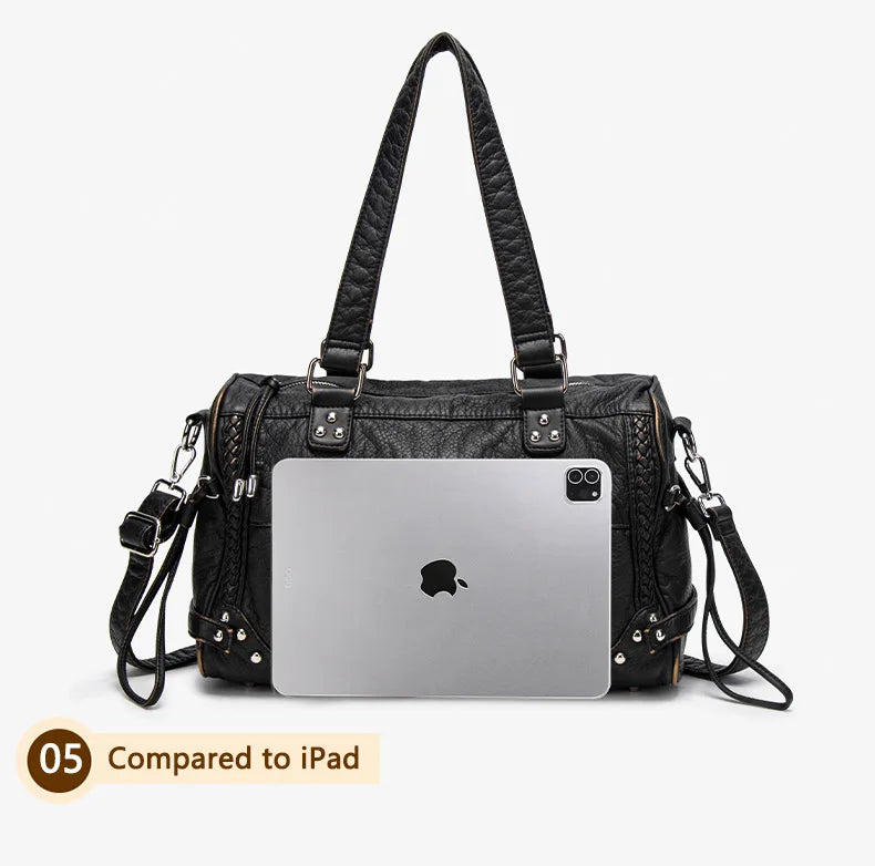 Damen-Handtasche aus weichem Bronzeleder Großes Fassungsvermögen mit Innenfächern Alltagstauglichkeit