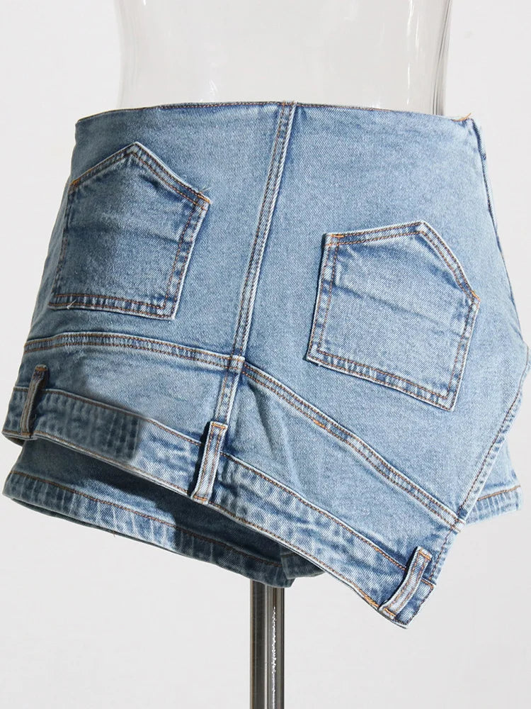 Colorblock-Leoparden-Jeans mit Hohldesign für Damen – High-Waist, gespleißte Taschen und weites Bein