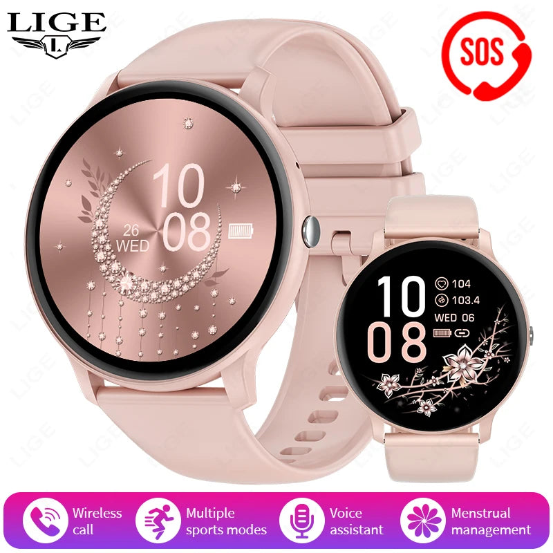 LIGE SOS Smartwatch 1,39 Zoll HD Sprachassistent Bluetooth Anruf Sport Fitness Smart Watch Männer Frauen Für Android IOS 2025 Neue