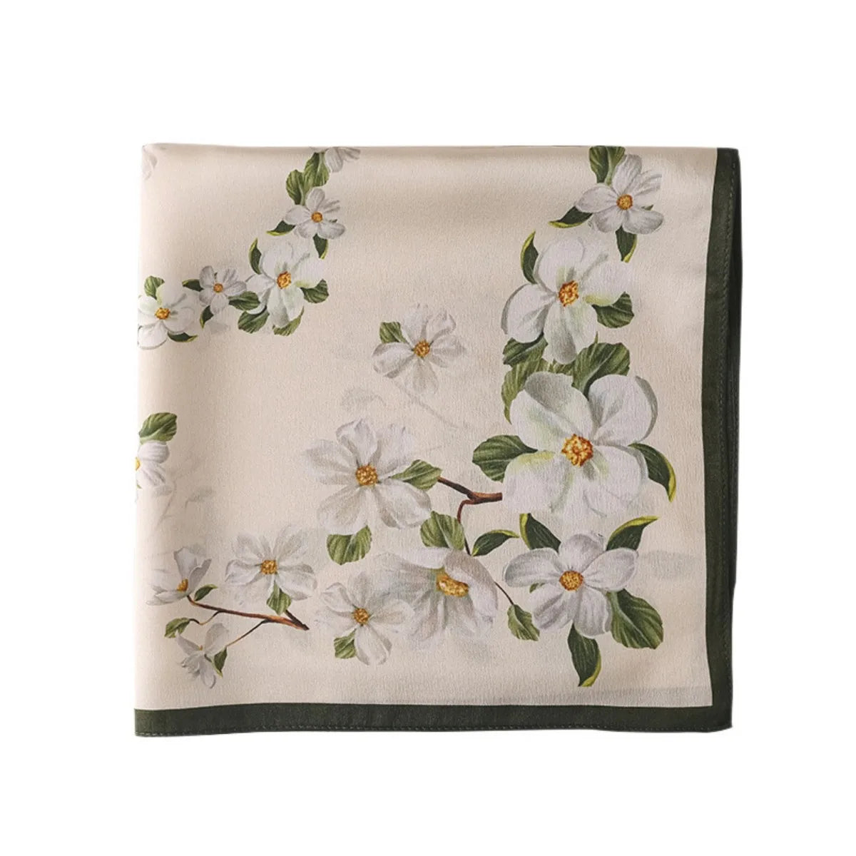 Damen Seidensatin Schal 53cm quadratisch Blumenprint Kopftuch Hijab Bandana