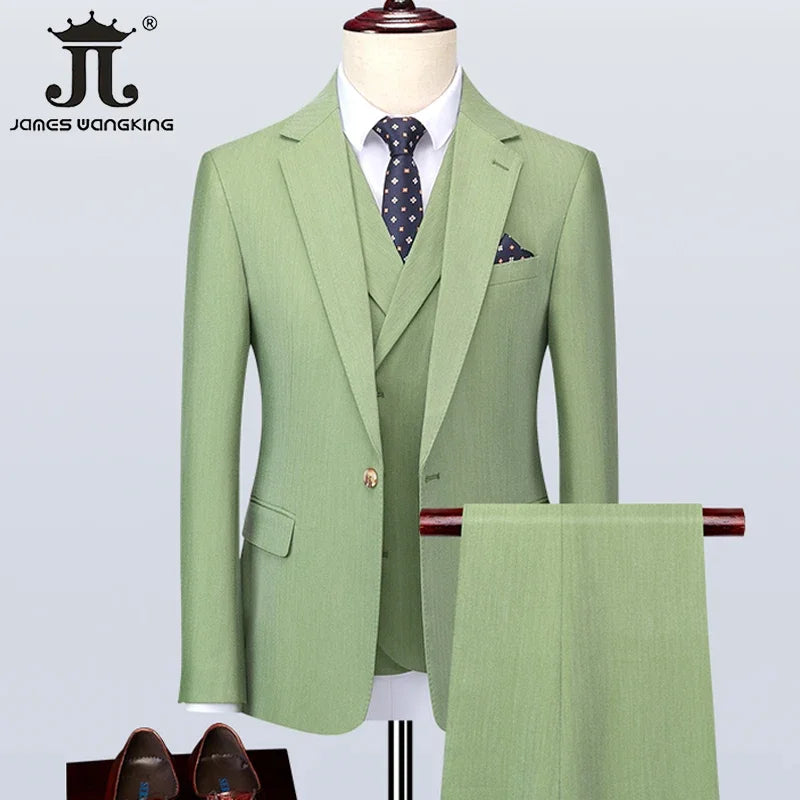 Luxuriöser Herren Anzug 3-teilig Grün S-5XL: Business, Hochzeit, Party, Eleganz Pur