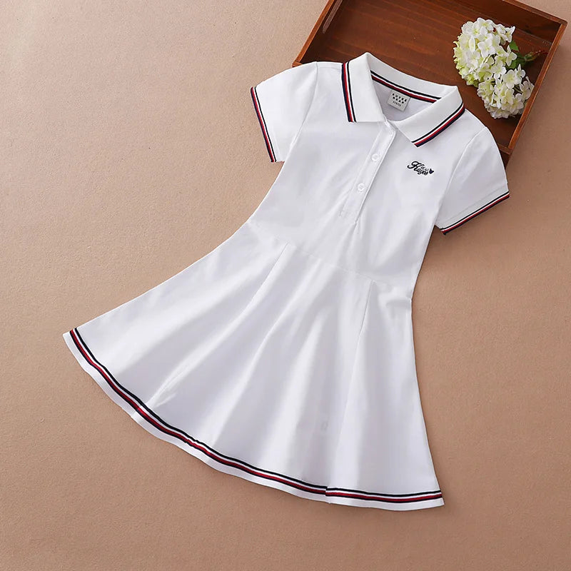 Kinder Mädchen Sportkleider Baumwolle Umlegekragen Tenniskleid 2023 Neues Sommer Kurzarm Golfkleid für Kinder