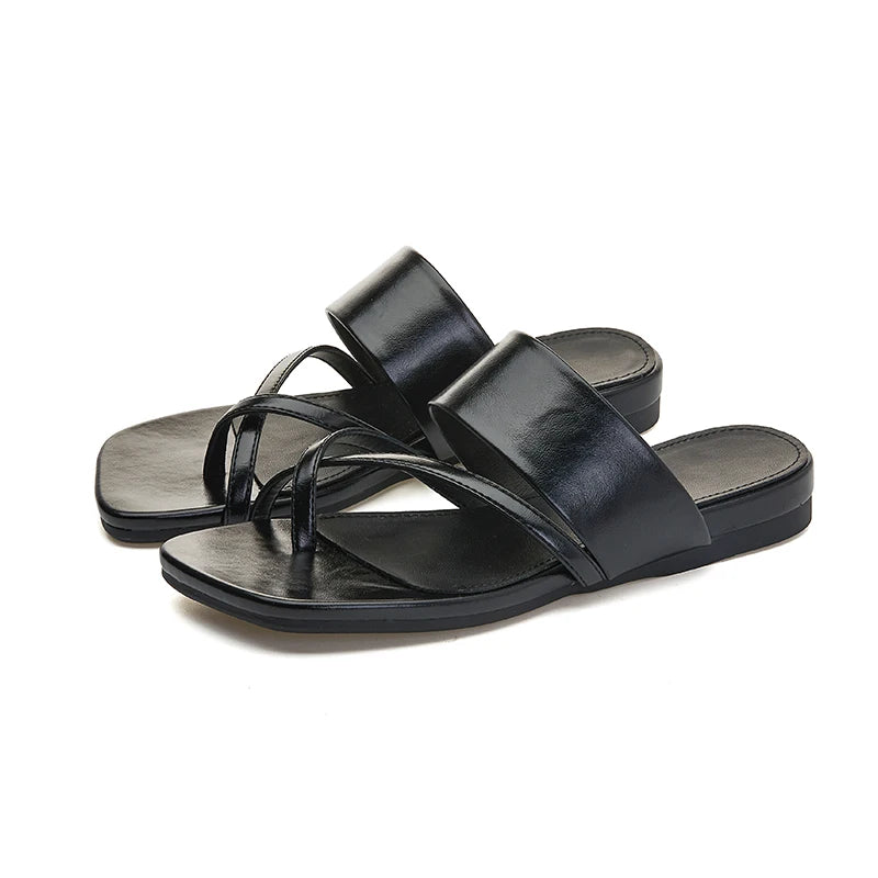 Damen Hausschuhe Flach Quadratisch Clip-On