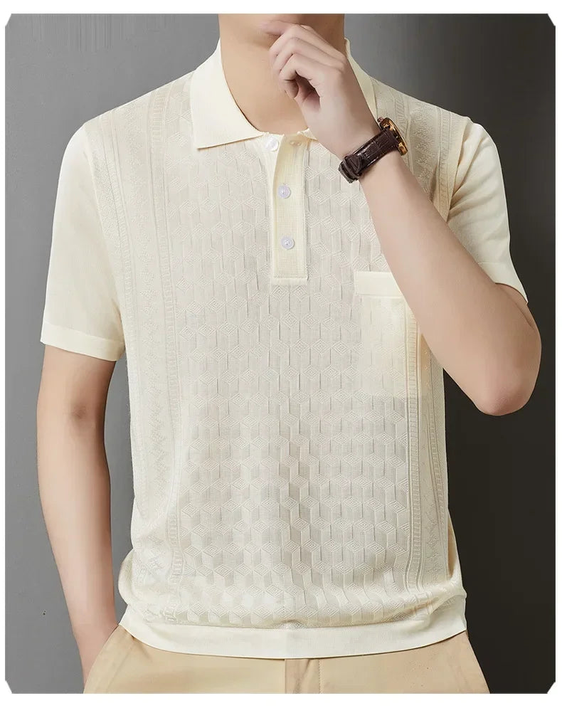 Kurzes Herren-Poloshirt mit Perlenkragen – ideal für Sport und Freizeit im Sommer