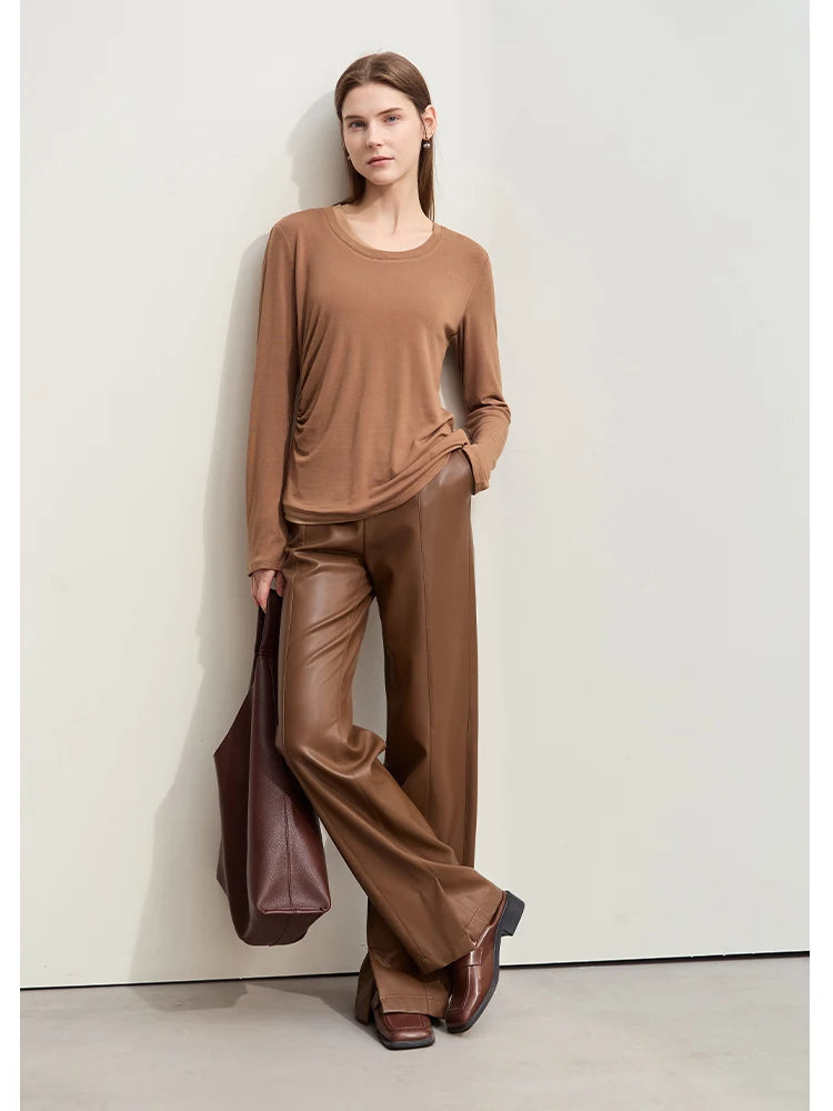 Damen T-Shirts im Minimalismus-Stil mit Patchwork für den Herbst 2024