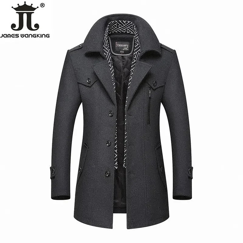 Langer Mantel aus Wollmix für Herren – Unifarben & warm