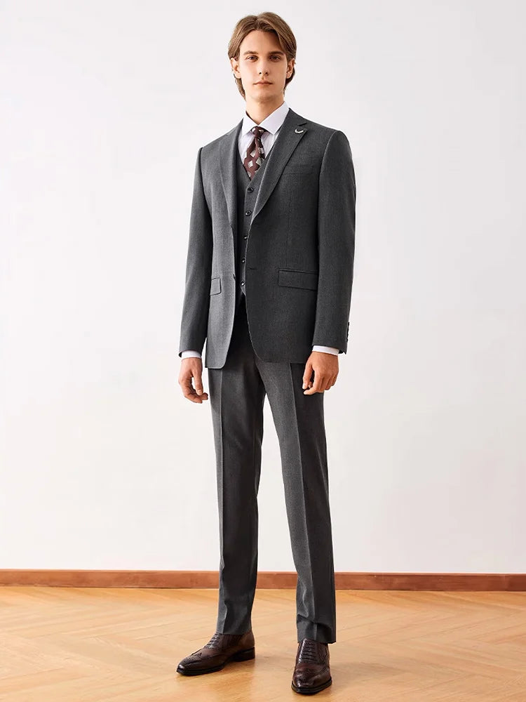 Herrenanzug-Set mit Blazer und Hose, dünner Stoff, lässiger Stil, ideal für Frühling und Herbst, in Khaki oder Schwarz, einreihig, perfekt für Hochzeiten und festliche Anlässe.