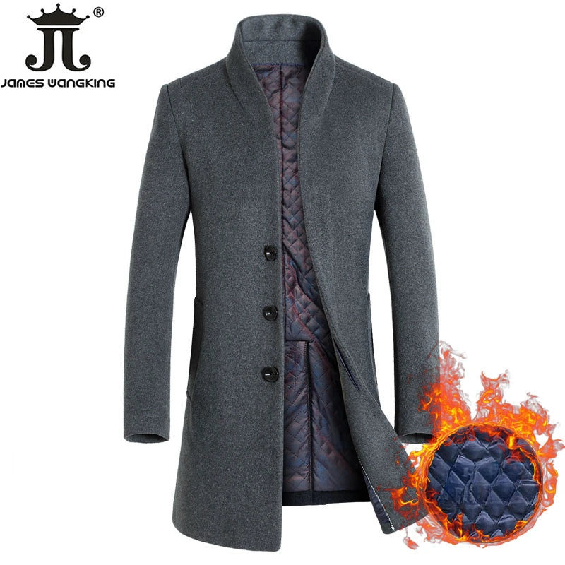Herren Wollmantel in Unifarben – Winterliche Premiummode