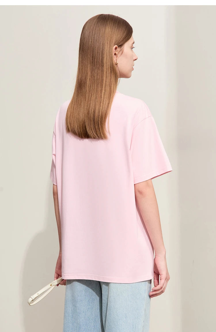 Damen T-Shirts im minimalistischen Stil mit abstraktem Druck für den Sommer