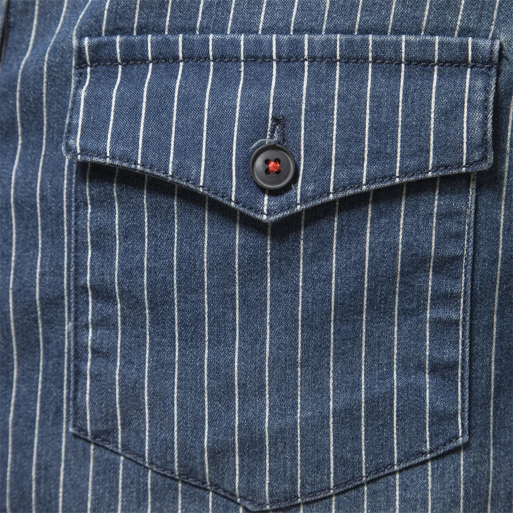 Herren Denim Shirts aus Baumwolle mit Streifen und langem Arm