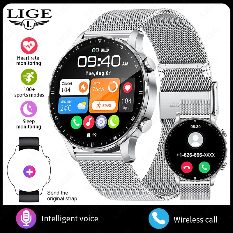 Herren und Damen Smartwatch mit IP68 wasserdichter Funktion und Bluetooth-Anruf