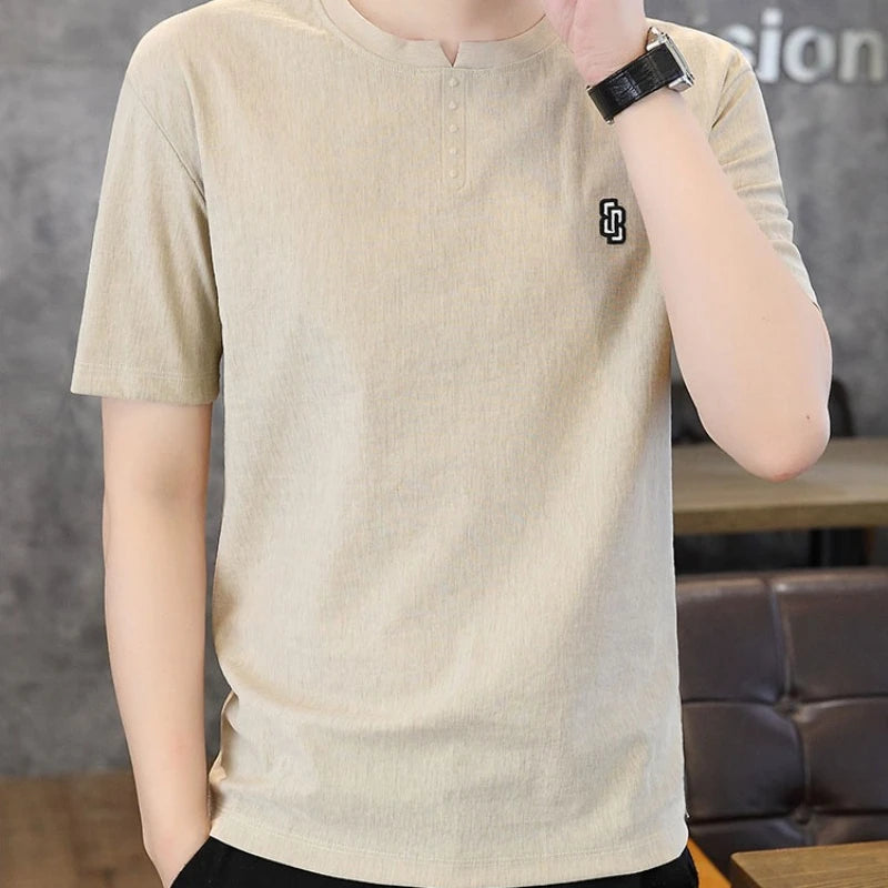 Herren Kurzarm T-Shirts aus Baumwolle im einfarbigen lässigen Trend für Sommer