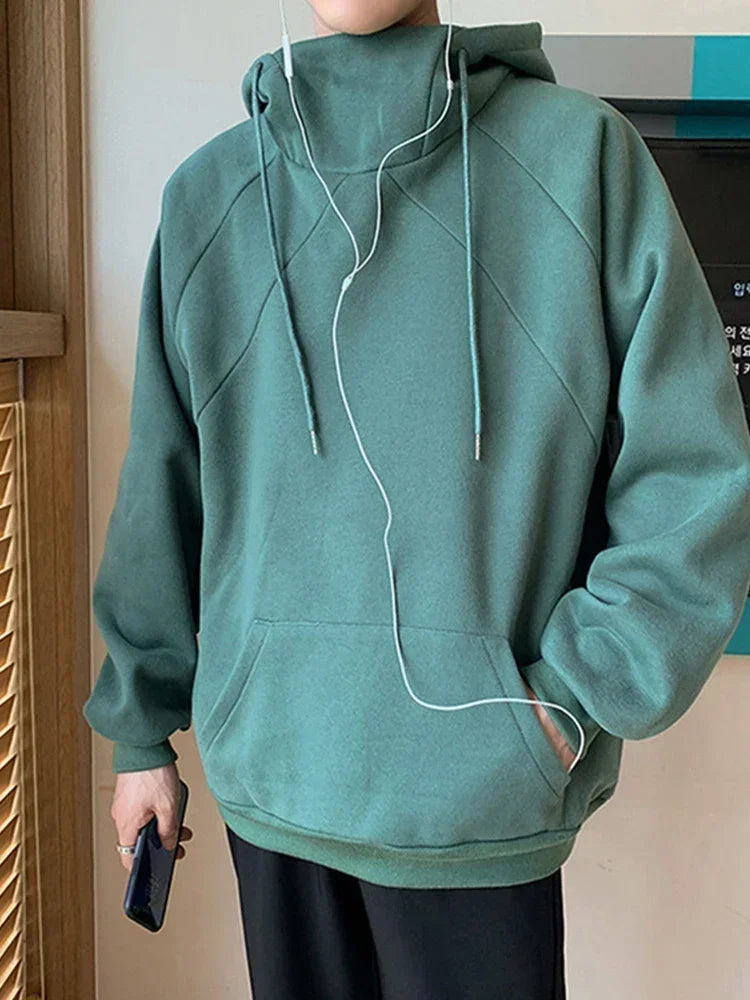 Herren Hoodie im Y2K Vintage Stil mit Rollkragen und Taschen